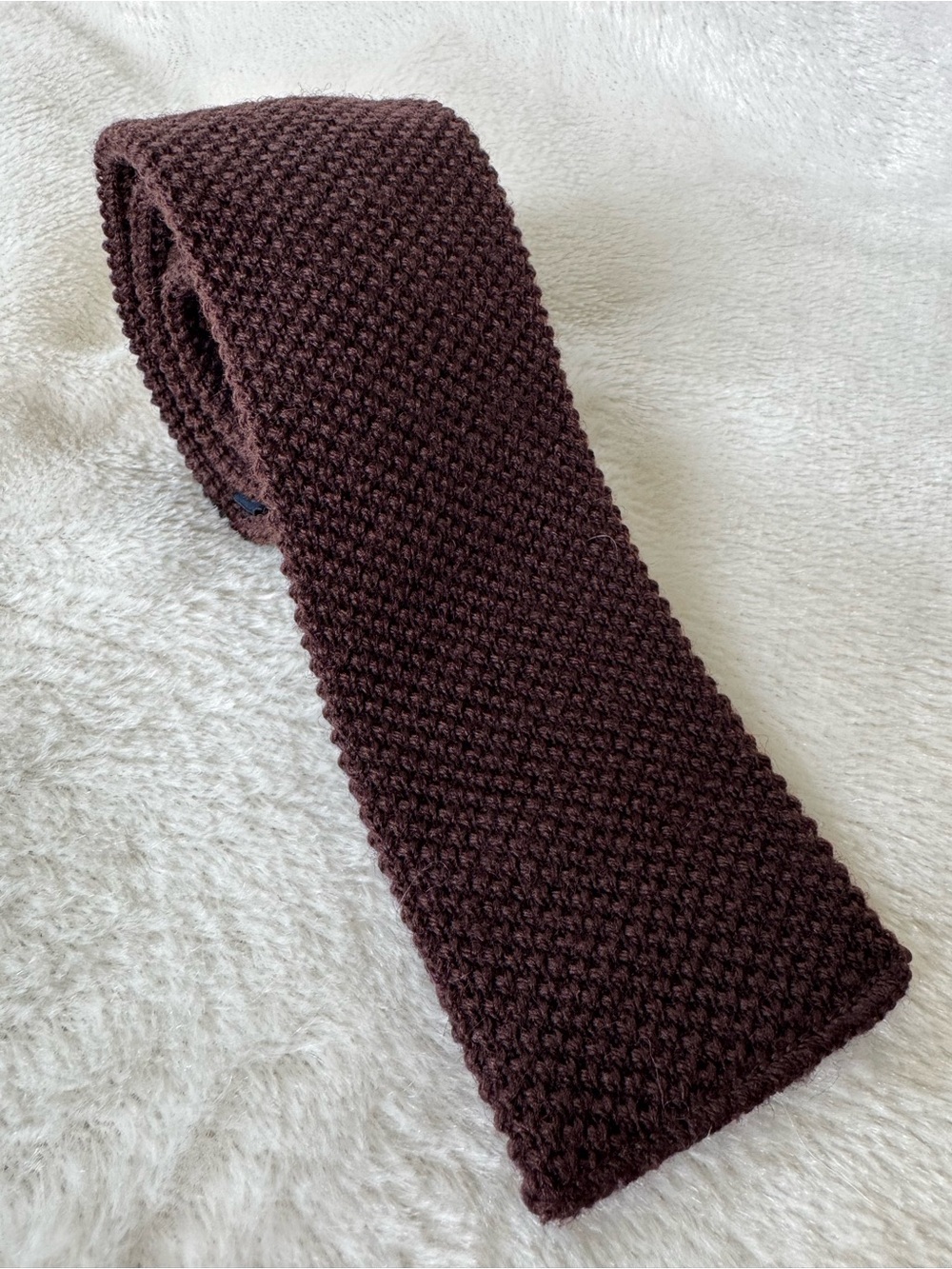Vintage Rooster Wool and Mohair Brown Square End Tie